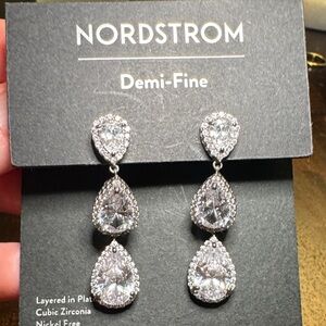 Nordstrom Platinum Layered Cubic Zirconia Earrings